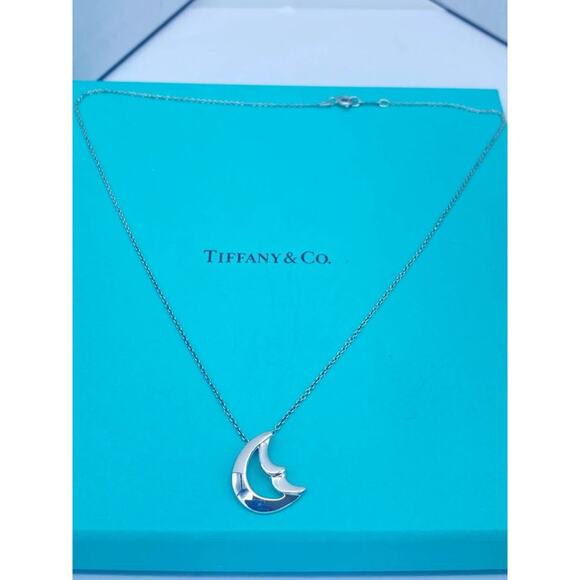 Authentic Tiffany & Co. Moon Pendant Necklace β Sterling Silver 16" β Gift Ready - Picture 4 of 7